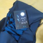 Poza a cărții „Acum ai fi acasă”, care este pe un material albastru închis, pe un fundal galben-crem.