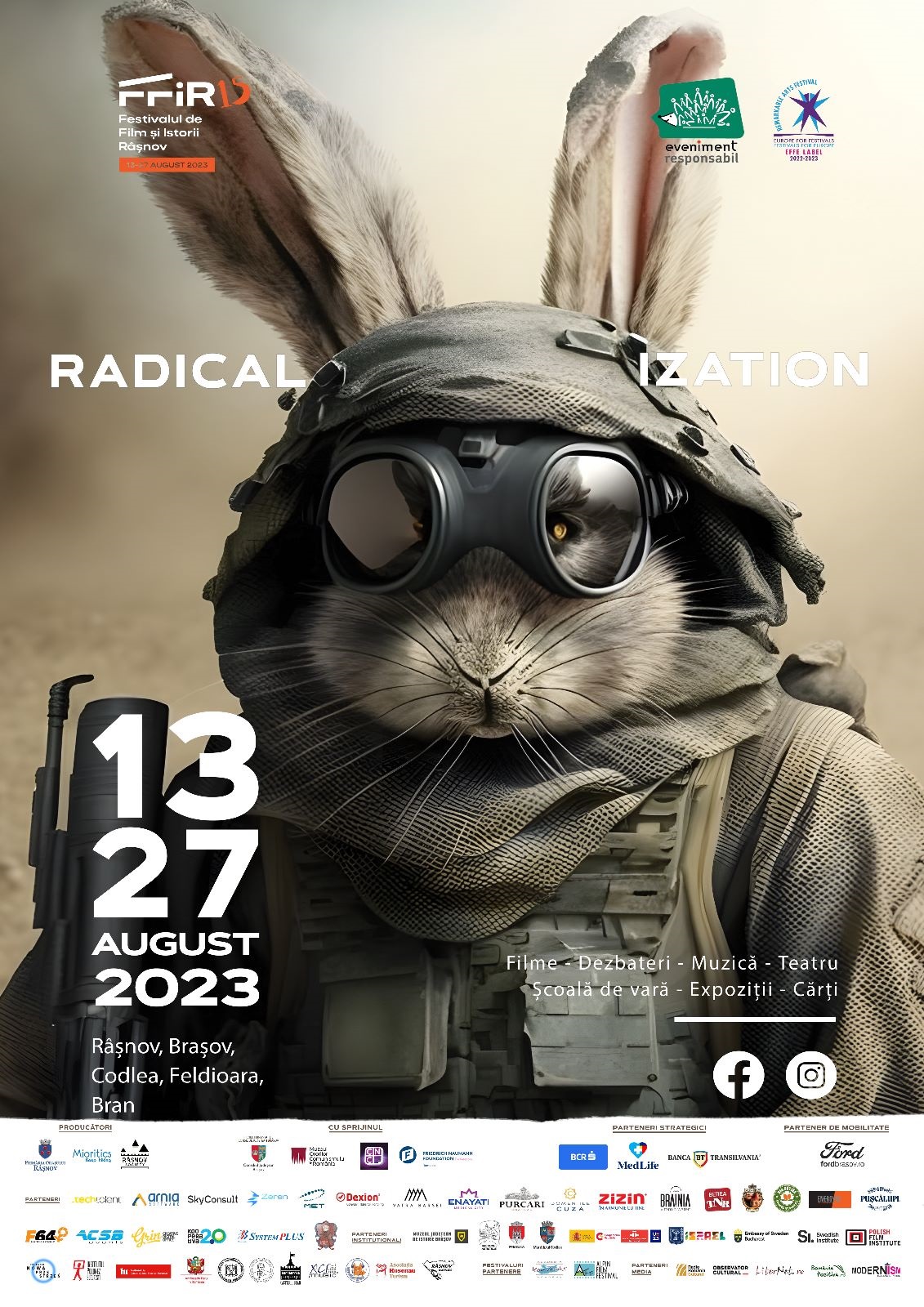 afiș realizat cu IA, iepure îmbrăcat în costum de combat