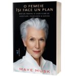 Imagine cu coperta cărții „O femeie își face un plan: Sfaturi pentru o viață plină de aventură, frumusețe și succes”, de Maye Musk, printre titlurile despre femei de succes recomandate de ap! (Act & Politon).
